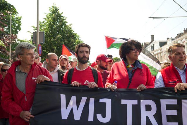 Demonstratie rode lijn Den Haag door o.a. Artsen zonder Grenzen