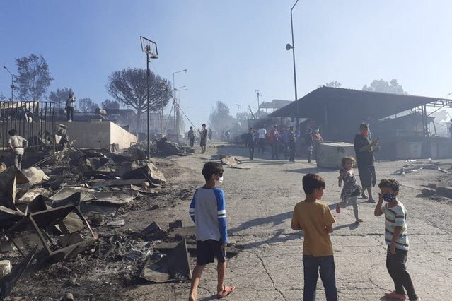 Brand in kamp Moria op Lesbos