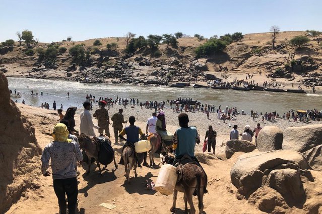 artsen zonder grenzen team vangt vluchtelingen op grensovergang rivier hamdayet ethiopie-soedan