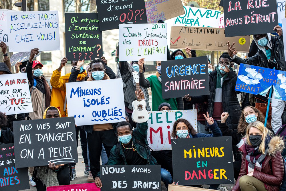 Demonstratie ter gelegenheid van de internationale dag van de rechten van het kind in Parijs.