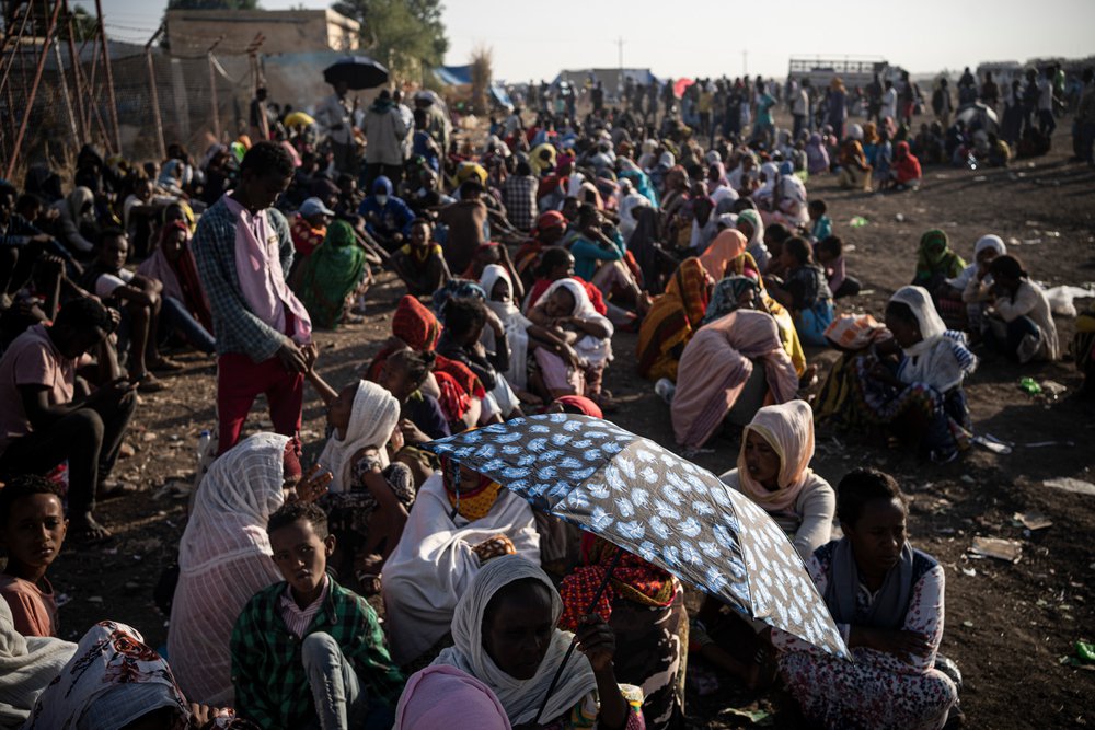 Vluchtelingen uit Ethiopië hebben zich verzameld bij Hamdayet in Soedan.