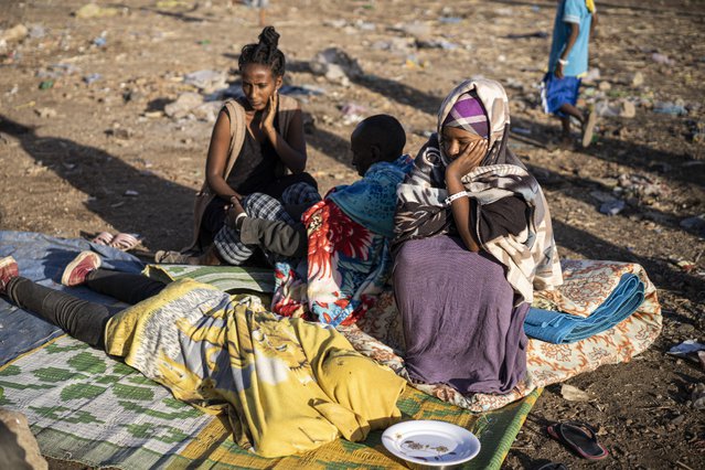 ethiopische vluchtelingen van conflict tigray-regio bij grensoversteek hamdayet in soedan