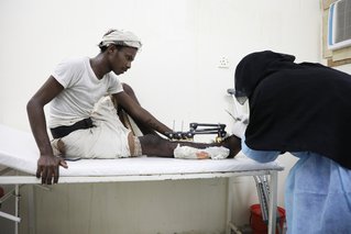 Jemen patient geraakt mortier