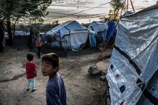 Kinderen in vluchtelingenkamp Moria, Griekenland