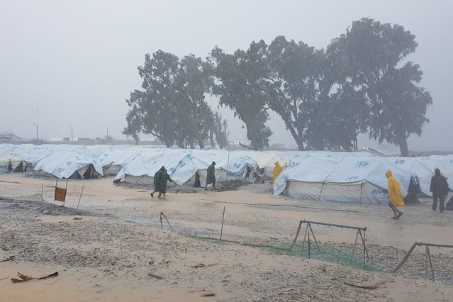 hevige regen nieuwe kamp na moria lesbos